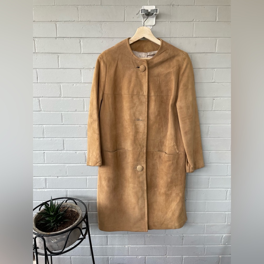 Vintage Suede Long Jacket - Tan size small/medium